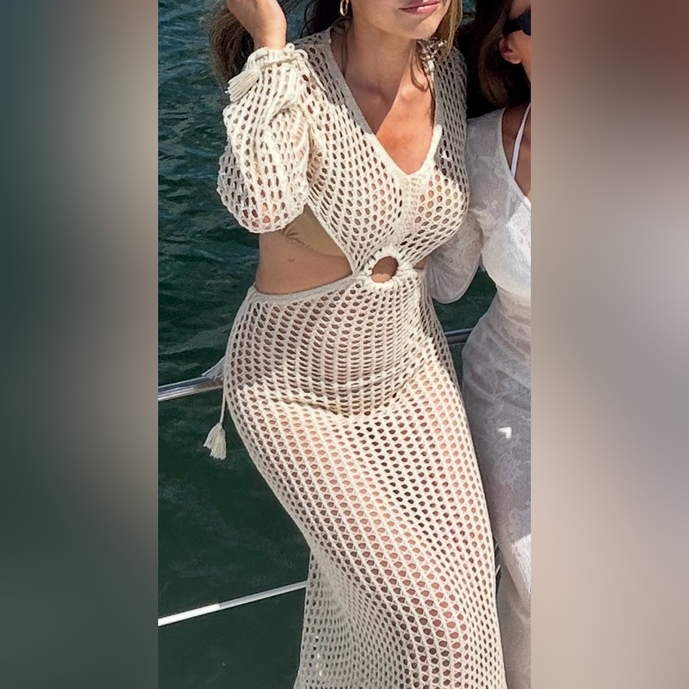 Beige Crochet Dress